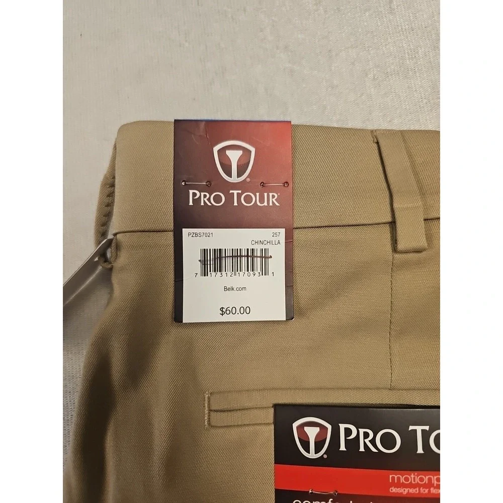 Pro Tour Mens Motionplay 360 Comfort Stretch Tech Shorts Khaki‎ Pleated PZBS7021